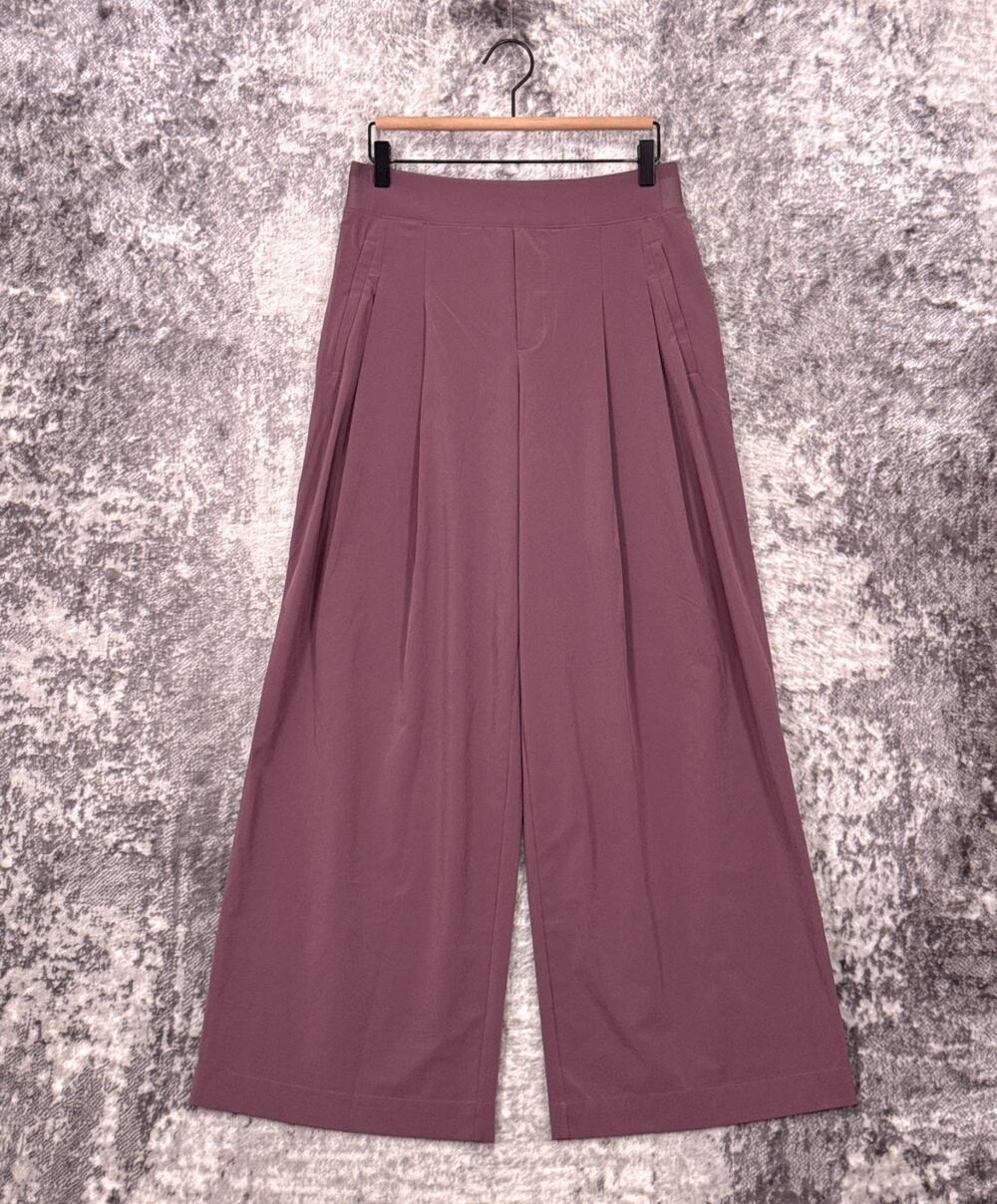 Athleta Brooklyn Heights Wide Leg Pants 6 Womens Purple Pleated